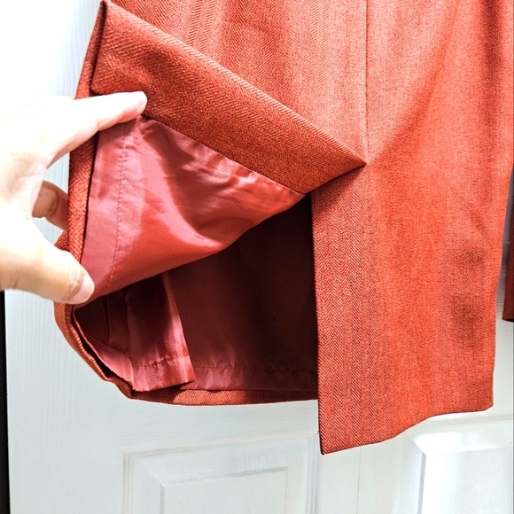 Le Suit Women’s Pencil Skirt Set Suits Orange/ Rust Herringbone Pattern Size 8 - Picture 5 of 10